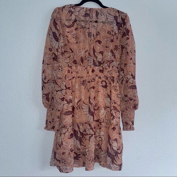ONE Pretty Time Anthropologie Floral Boho V-neck Flowy Dégagé Feminine Dress - Picture 8 of 12